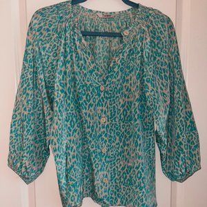 Tucker Silk Leopard Print Blouse